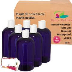 Baire Bottles 16oz with disc cap on a bathroom shelf for mess-free dispensing.