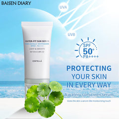 BAISEN DIARY sunscreen texture close-up showing lightweight glide.
