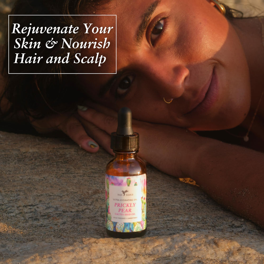 Baja Basics Prickly Pear Seed Oil texture visible and fast-absorbing.