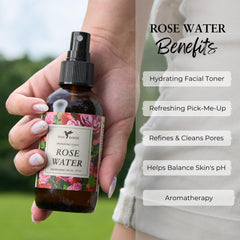 Baja Basics Rose Water in fridge provides extra cooling for a refreshing feel.