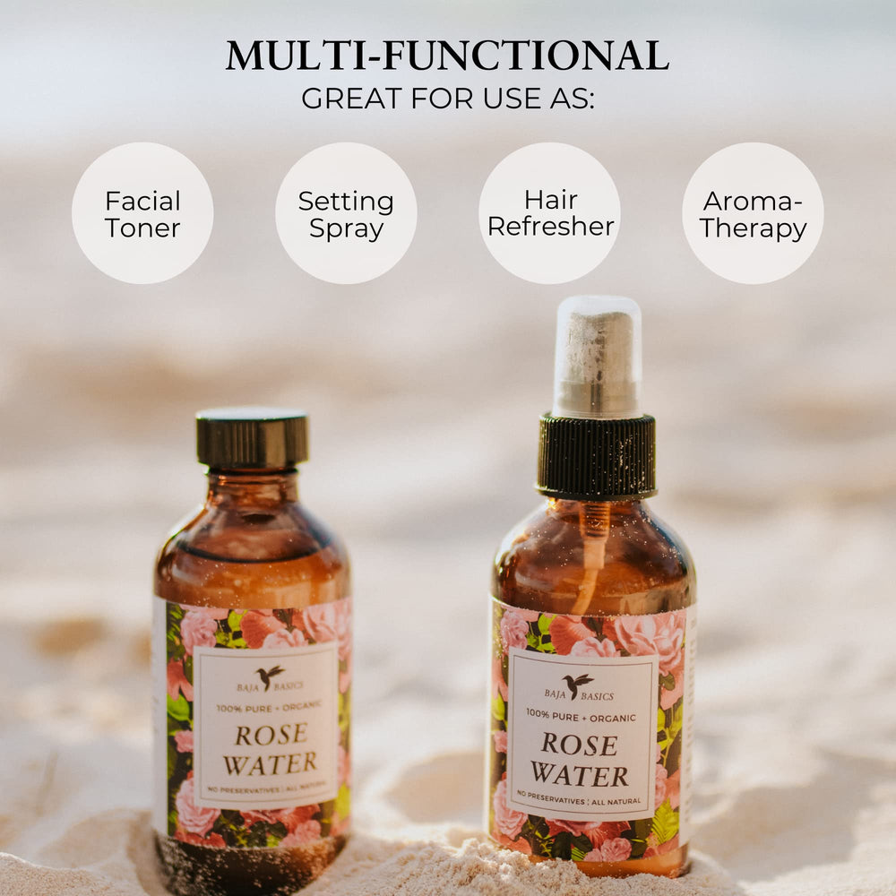 Chilled Baja Basics Rose Water Spray for extra cooling refreshment.