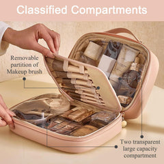 BAKLUCK makeup brush compartment keeps brushes protected and organized during travel.