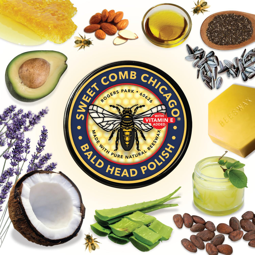 Bald Head Polish 2oz travel tin demonstrates compact moisturizer for on-the-go grooming