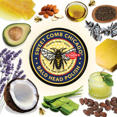 Bald Head Polish 2oz travel tin demonstrates compact moisturizer for on-the-go grooming
