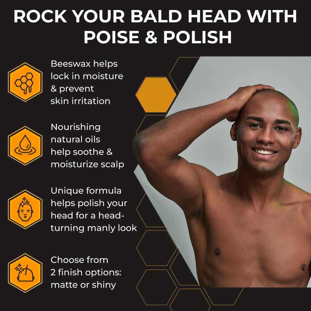 Bald Head Polish application in hands shows massage-ready texture and even scalp coverage