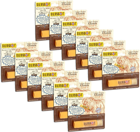 Balmshot pack shotgun-shell balm tube, rugged lip care for outdoors.