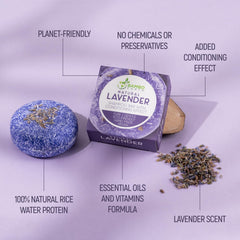 BAMBOEARTH lavender solid bar in travel pack, ready for on-the-go hair care.