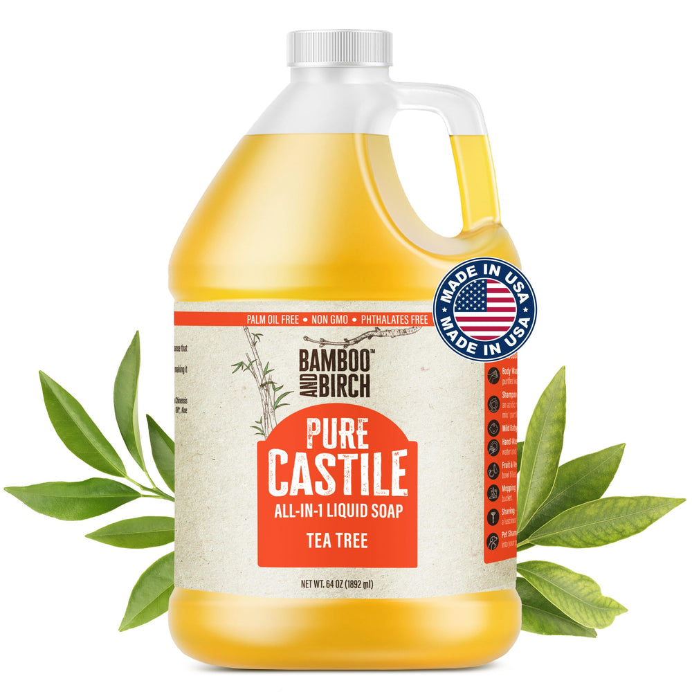 BAMBOO AND BIRCH tea tree castile soap liquid for gentle cleansing