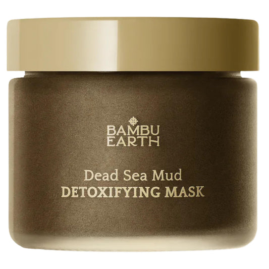 BAMBU EARTH Dead Sea Mud Mask jar showing spa-quality detox and oil balance