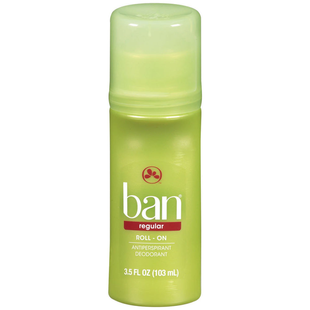 Ban Deodorant roll-on bottle offering all-day odor protection with a light floral scent.