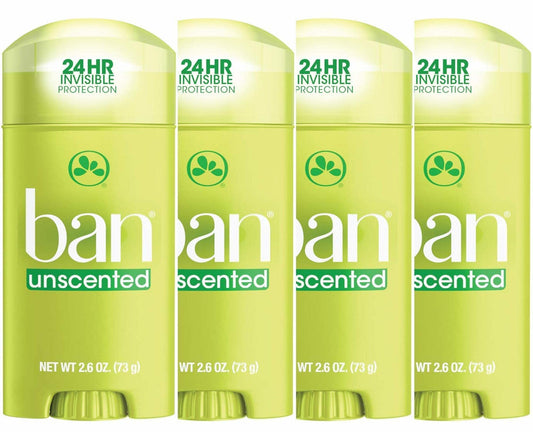 Ban Invisible Solid deodorant packaging shows mess-free daily protection.