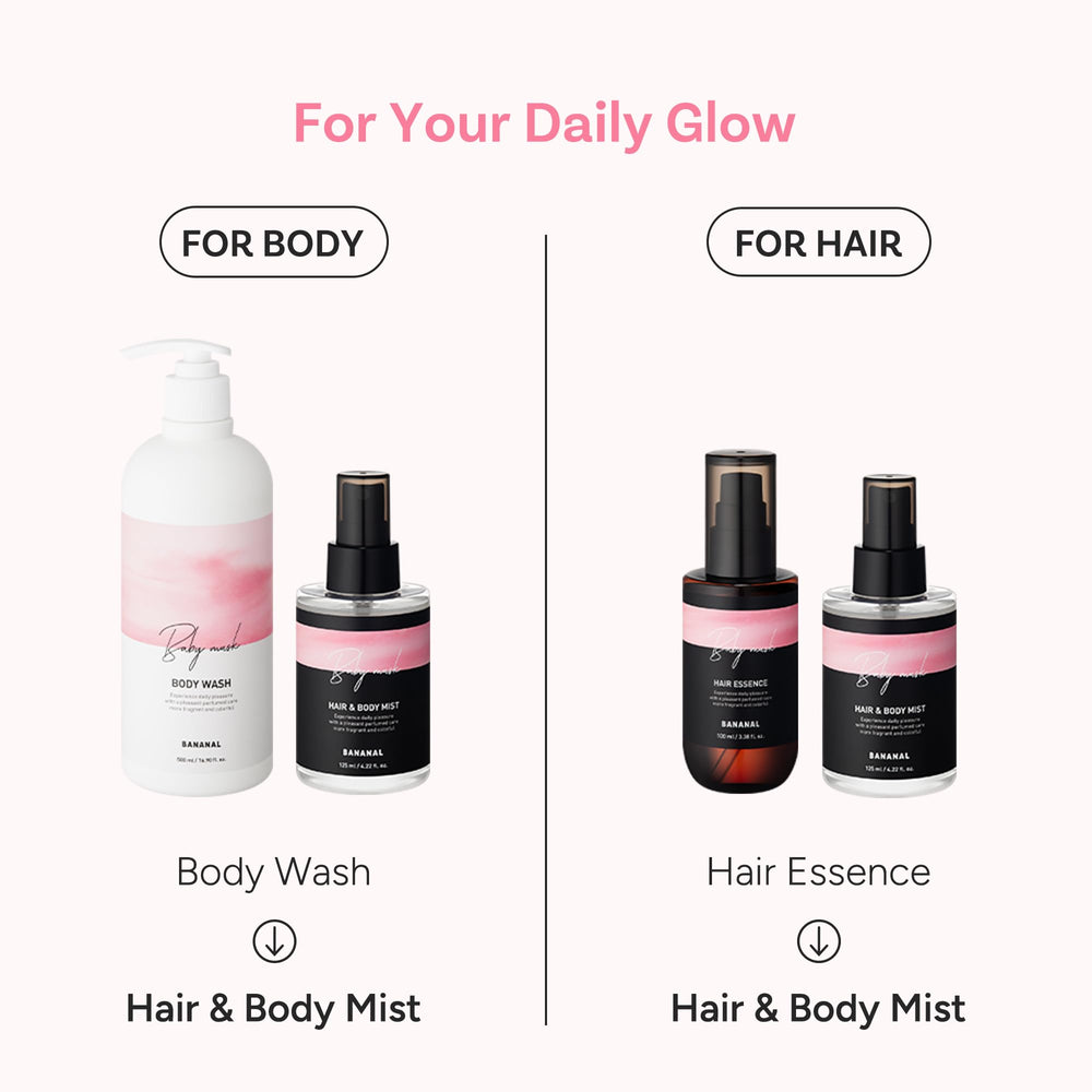 BANANAL everyday use hair mist closeup showing elegant spray