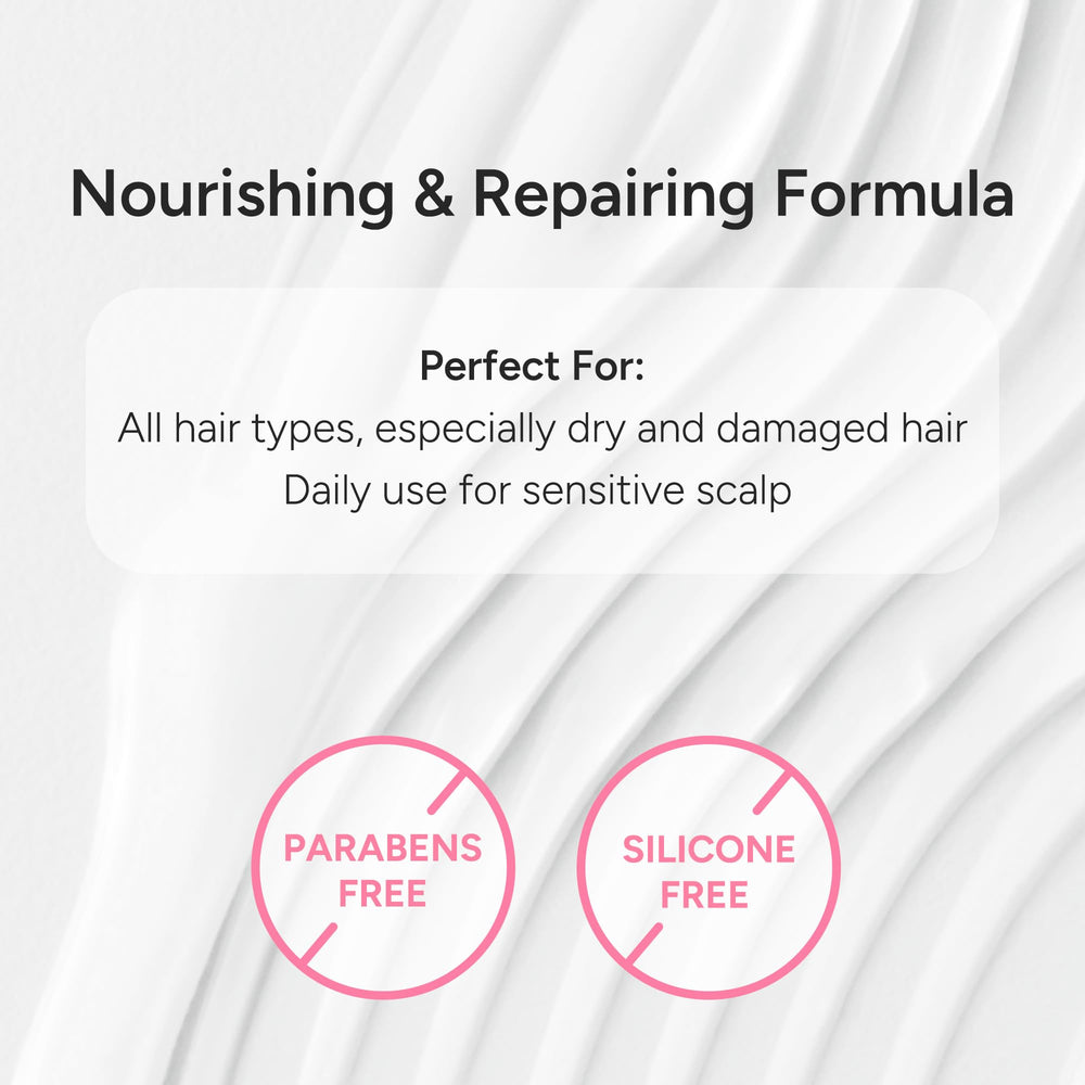 Shampoo texture and lather highlight gentle cleansing.