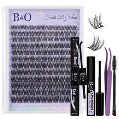 B&Qaugen Feath5D fluffy lash clusters for a wispy, voluminous look.