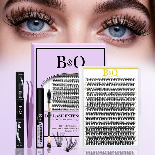B&Qaugen lash clusters kit tray with 280 pieces for at-home use
