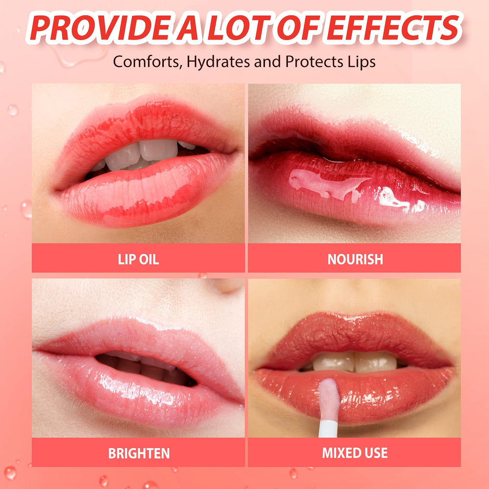 Bangfeng lip oil features jojoba oil for lasting moisture.