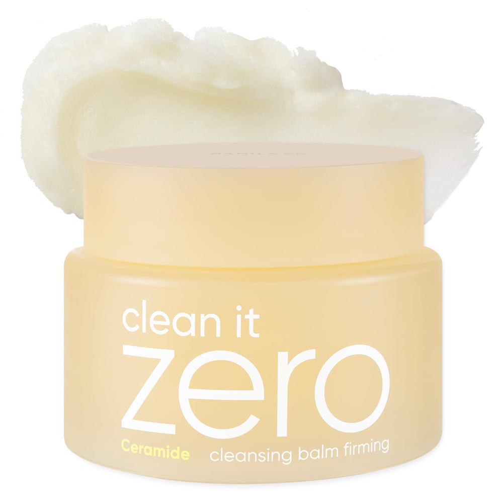 BANILA CO Clean it Zero Firming Cleansing Balm jar showing nourishing, makeup-removing texture