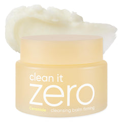 BANILA CO Clean it Zero Firming Cleansing Balm jar showing nourishing, makeup-removing texture