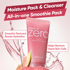 BANILA CO Clean It Zero Fig Berry Moisture Wash creamy texture transforms into light foam for refreshed cleansing.