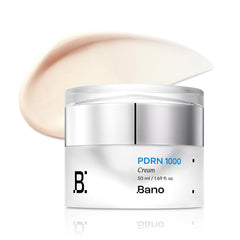 Bano PDRN 1000 Cream bottle with pour, showcasing vegan hydration.