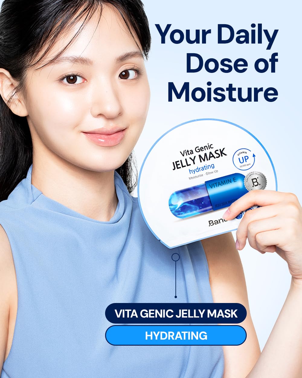 Bano Vita Genic jelly mask being applied for smooth, non-sticky absorption.