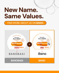 Bano Vita Genic jelly mask sheet saturated with hydrating essence.