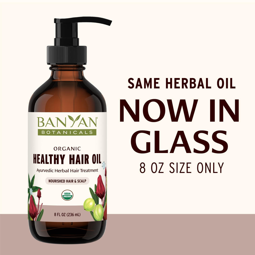 Banyan Botanicals Organic Hair Oil product shot conveys trusted sustainably sourced care.