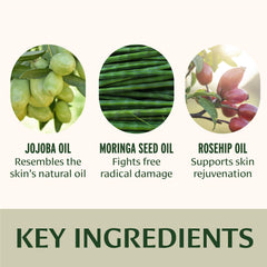 Banyan Botanicals rosehip oil bottle highlights nutrient-rich blend.