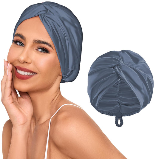 Baqzqudnl adjustable silk satin hair bonnet for sleep reduces pillow friction and frizz.