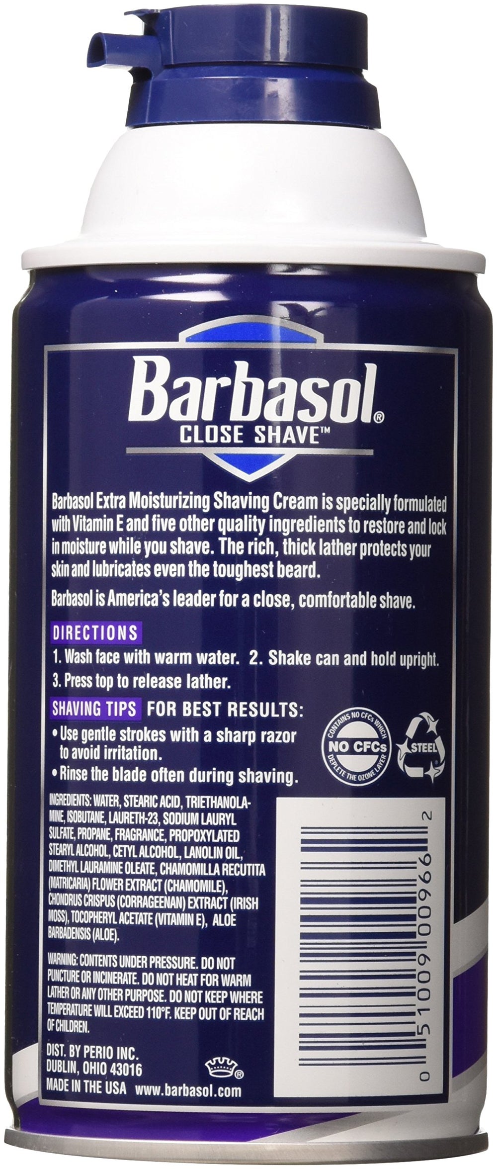 Barbasol shaving cream foam application for easy glide and skin protection.