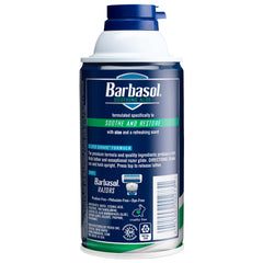 Barbasol Soothing Aloe is applied on the face for a smooth, controlled shave.