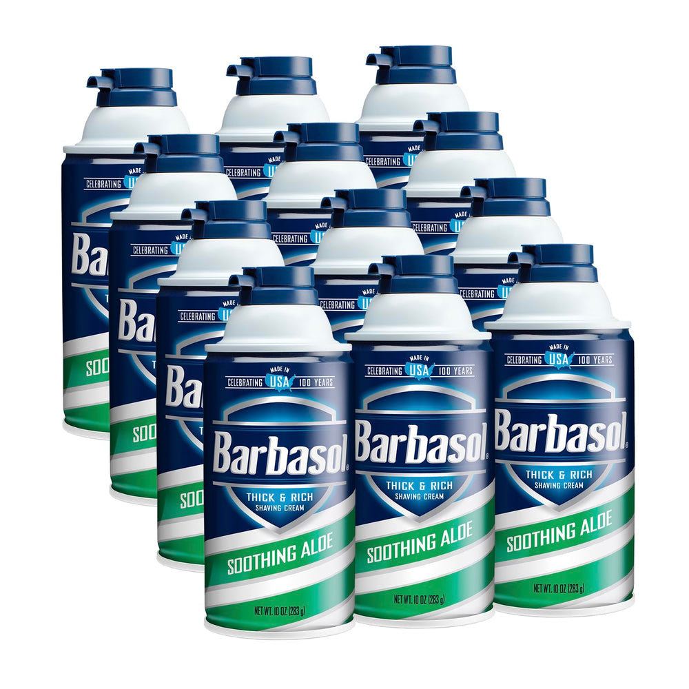 Barbasol Soothing Aloe thick & rich lather cushions the skin for a comfortable shave.