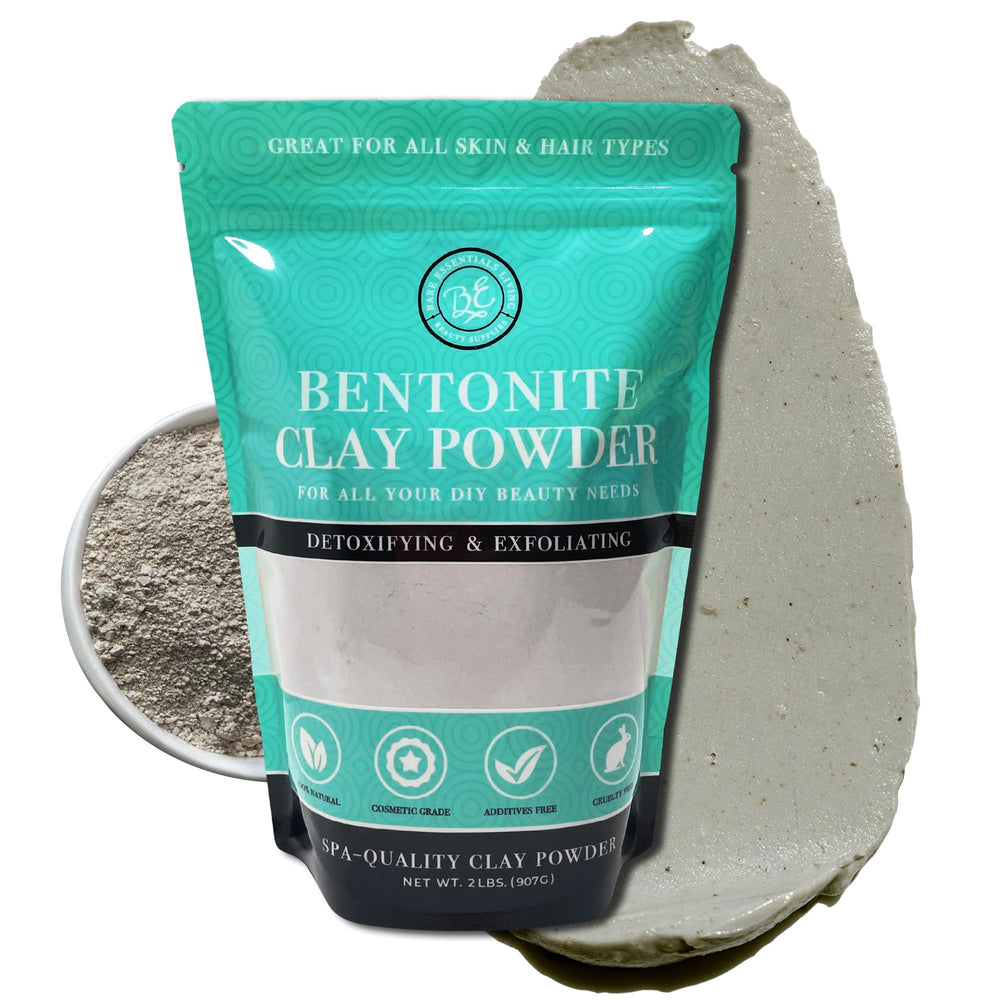 Bare Essentials Living bentonite clay powder packaging for detox routines.