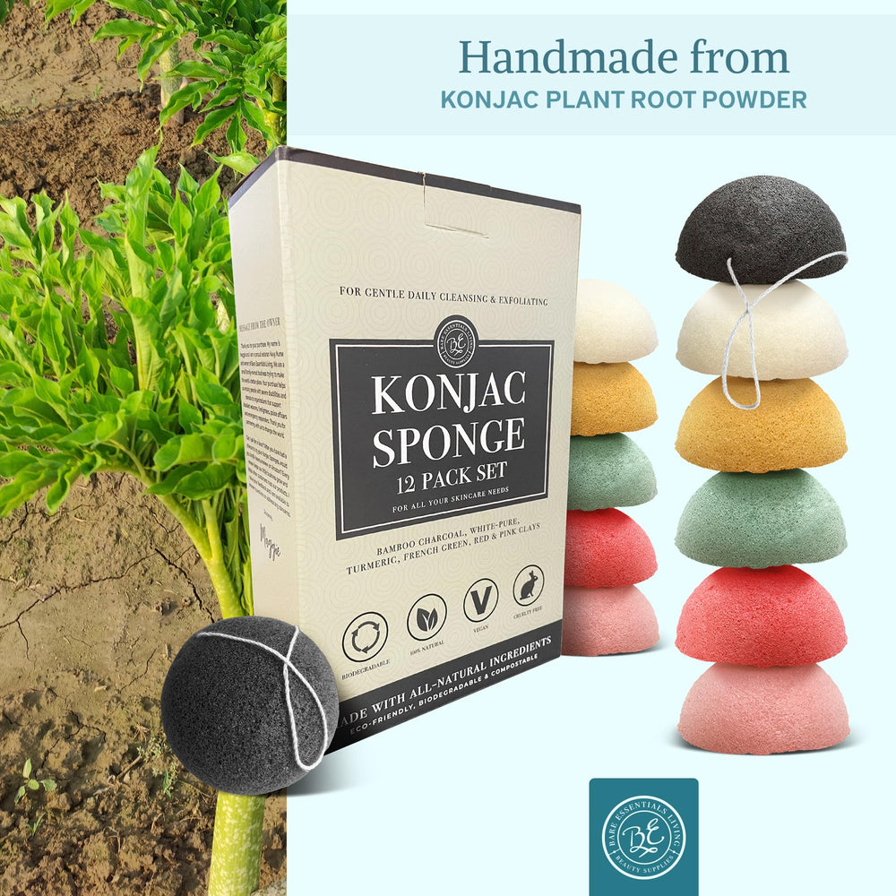 Bare Essentials Living konjac sponge with hang-dry design for hygienic between uses