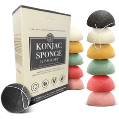 Bare Essentials Living konjac sponge set 12-pack for gentle facial and body exfoliation