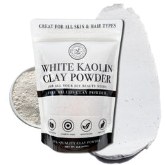Bare Essentials Living white kaolin clay powder 2lb packaging, natural cosmetic-grade for DIY beauty projects.