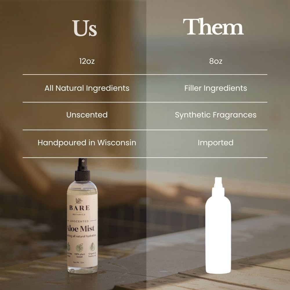 Bare Botanics aloe spray versatile for skin, hair, and body care.
