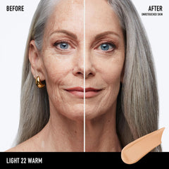 BareMinerals BarePro 24HR shade range swatch shows diverse options for every tone.
