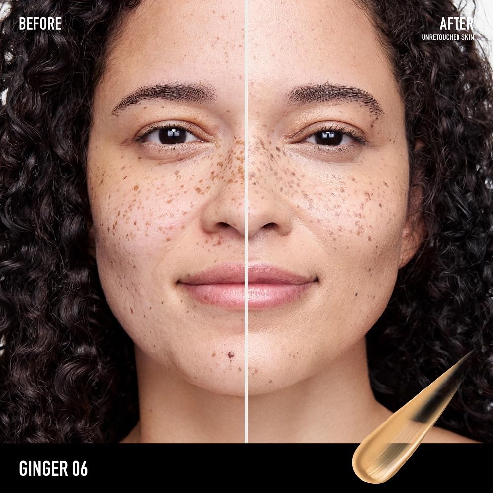 BareMinerals Complexion Rescue Ginger 06 texture swirls on skin for sheer coverage.