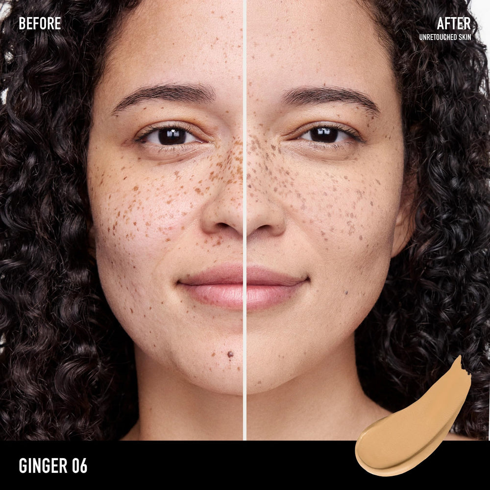 Ginger 06 swatch on skin shows natural matte tint
