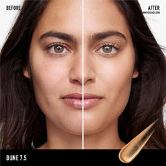 bareMinerals Complexion Rescue swatch demonstrates sheer to light coverage on skin.