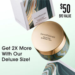 BareMinerals Deluxe Mineral Veil Holiday packaging displayed for festive season