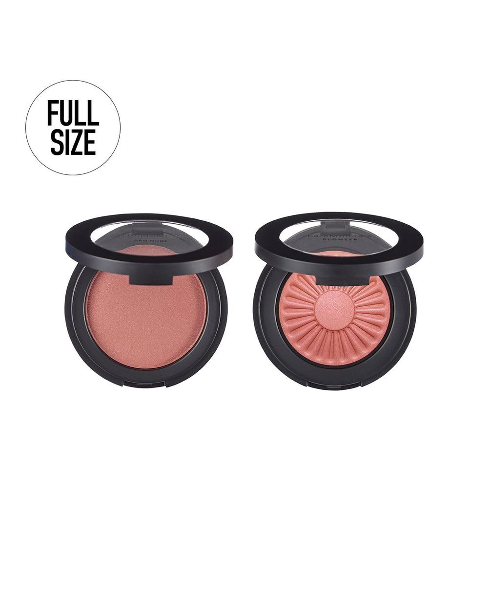 bareMinerals Gen Nude Blonzer swatches reveal rosy-bronze shades that blend effortlessly.