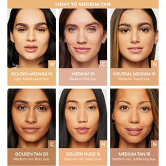 Model with sun-kissed glow using BareMinerals SPF 15 foundation