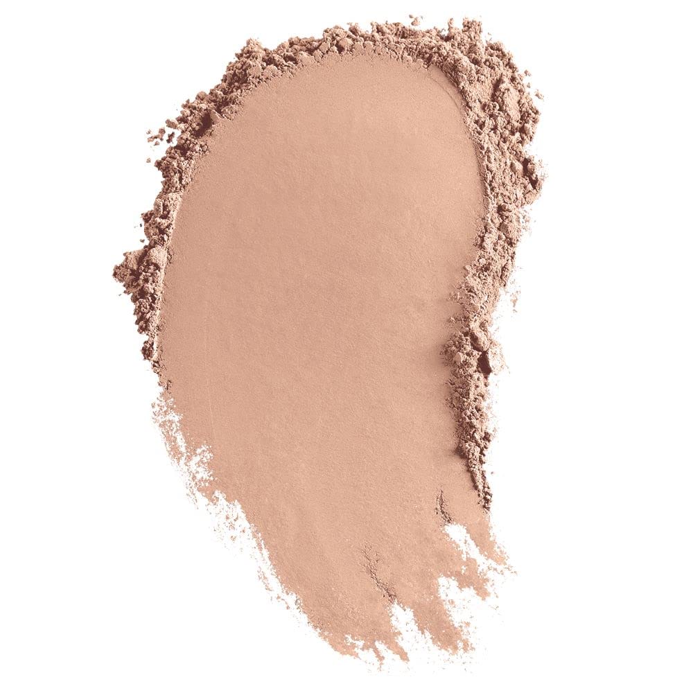 Close-up of BareMinerals packaging highlighting vegan, talc-free formula