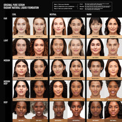 bareMinerals Original Serum Foundation medium-cool-3-5 swatches — cool undertone shades for balanced complexion.