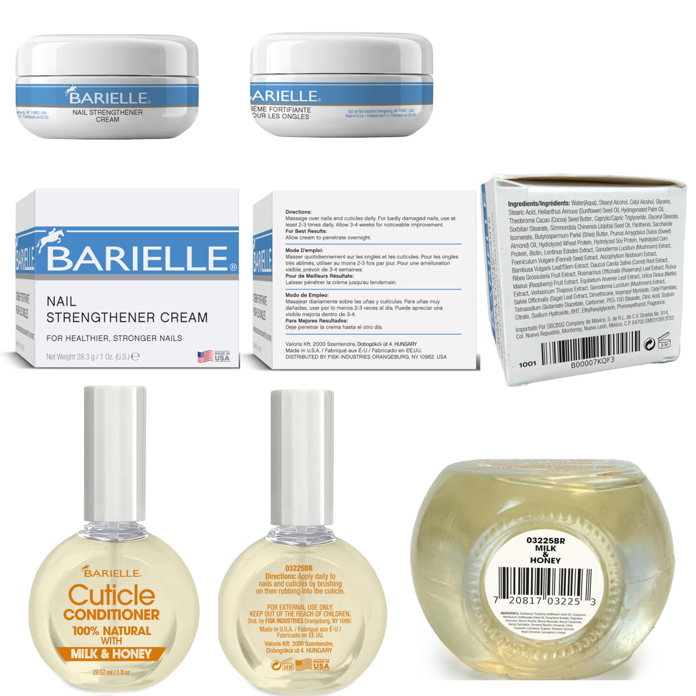 Barielle Nail Strengthener 1oz bottle close-up showing stronger nails and base protection