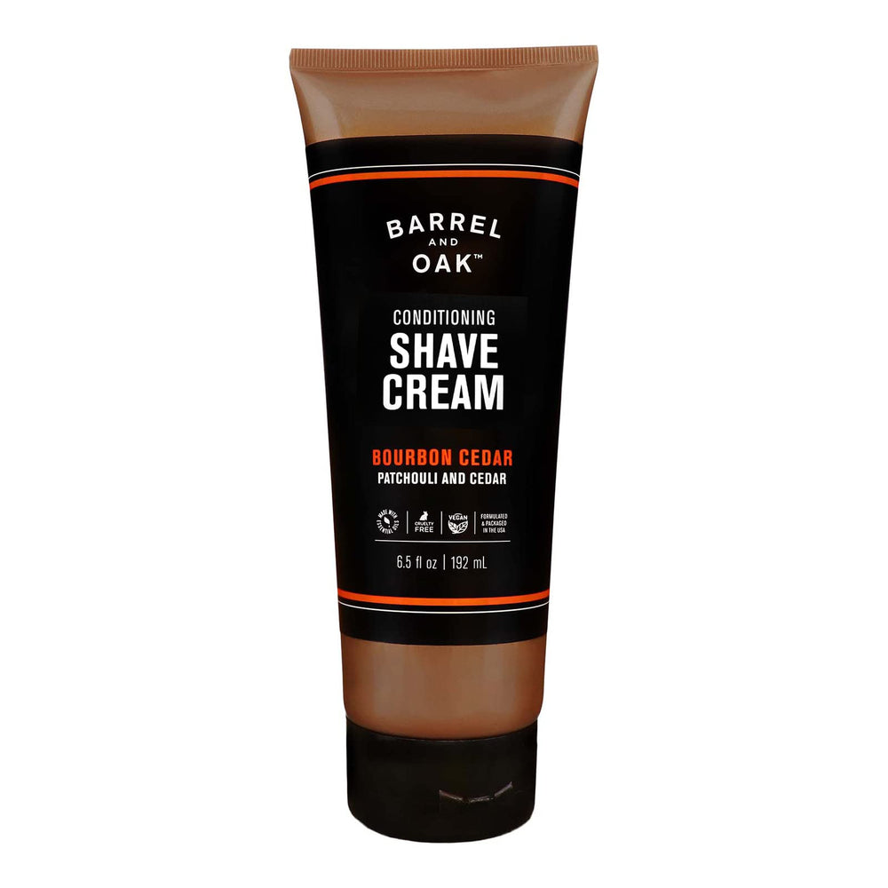 Barrel & Oak conditioning shave cream tub delivering a smooth, comfortable shave.