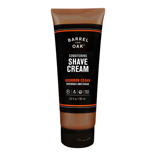 Barrel & Oak conditioning shave cream tub delivering a smooth, comfortable shave.