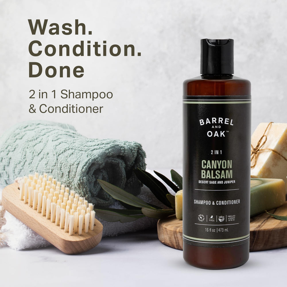 Barrel & Oak balance shampoo bottle with rich lather for daily use.